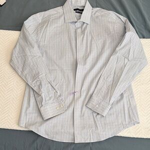 Tommy Hilfiger Light Blue Plaid Dress Shirt